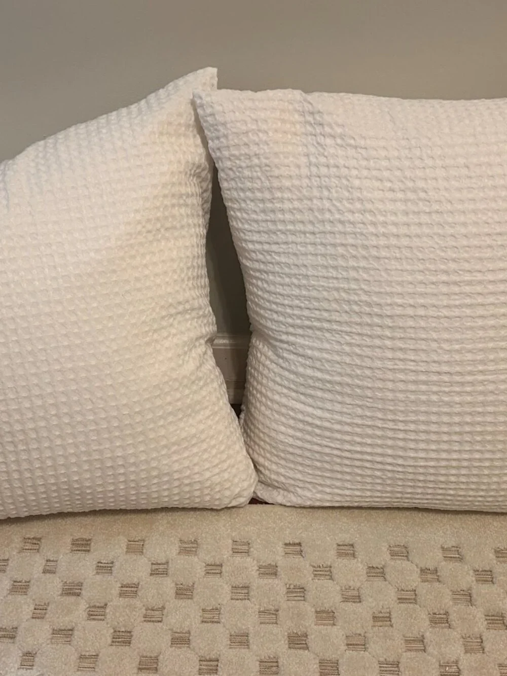 Set Of 2 Euro Waffle Weave White Chop Pillows
